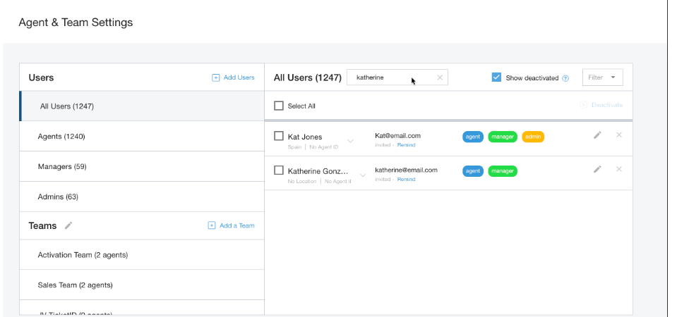 Opsi dan filter untuk menonaktifkan pengguna akan ditampilkan.