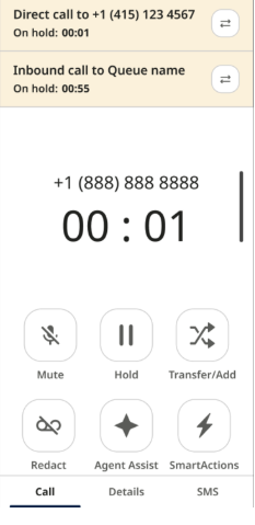 Die Anzeigen für mehrere eingehende Anrufe, die gehalten werden.