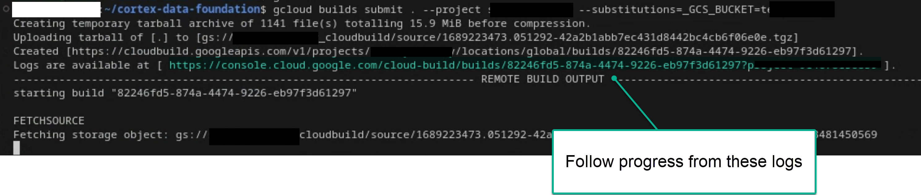 Mencatat progres di terminal Progres log