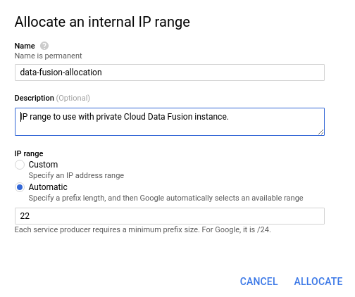 מקצים טווח כתובות IP.