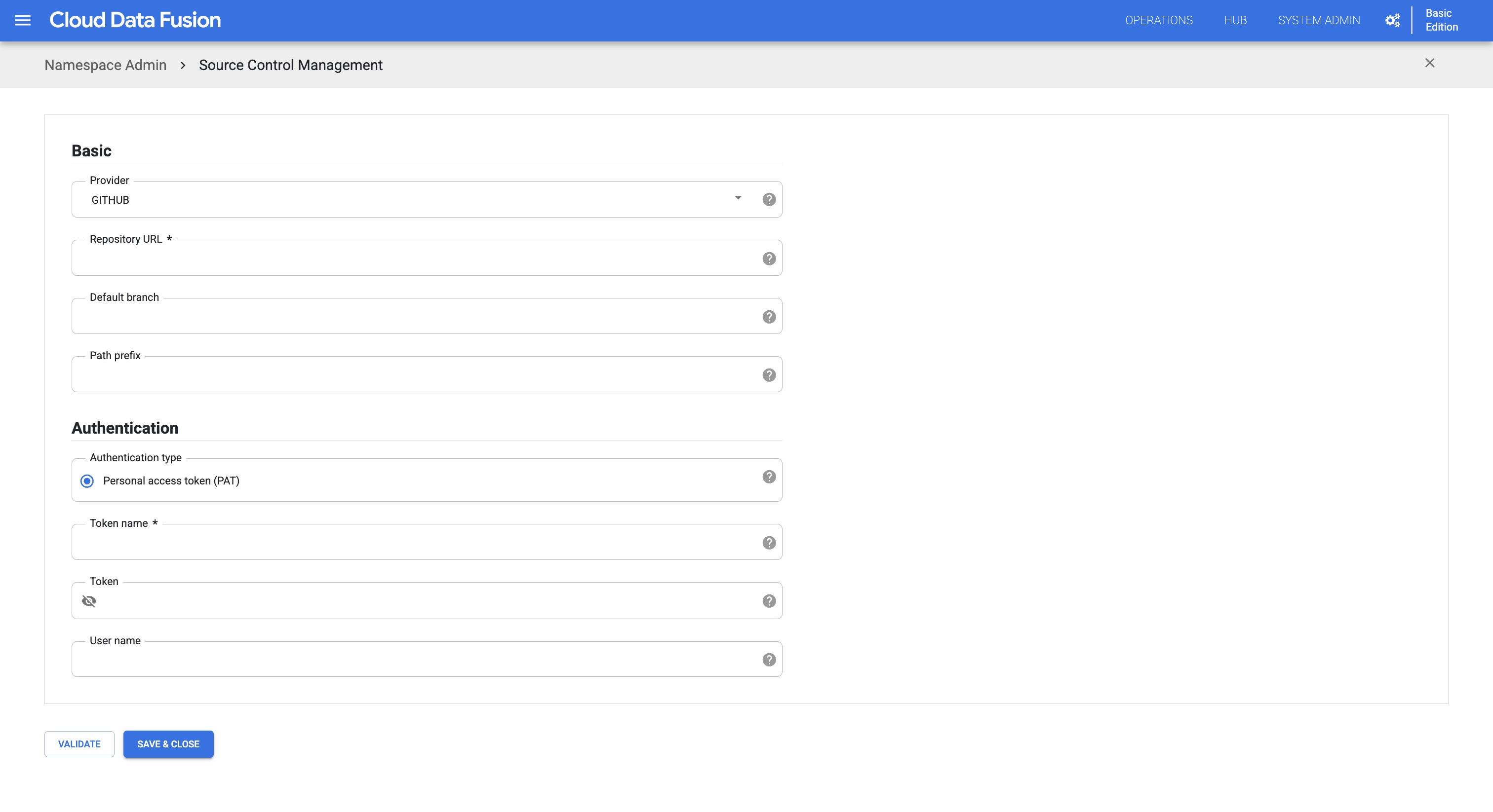 חיבור מאגר Git ל-Cloud Data Fusion.