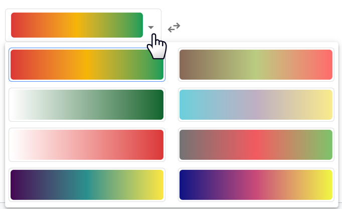 用户在“创建规则”面板的“颜色和样式”部分中选择“色标”下拉菜单，以显示预设的色标选项。