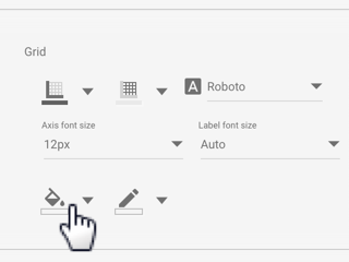 Nel menu della scheda Stile di un grafico a barre, un cursore passa il mouse sopra l'icona Sfondo grafico per selezionare un colore di sfondo per la griglia del grafico.
