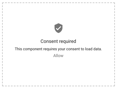 Un rapport affiche une boîte de dialogue indiquant qu'une autorisation est requise pour charger les données (elle inclut un bouton "Autoriser" que l'utilisateur peut sélectionner).