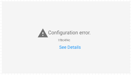 Um bloco de gráfico corrompido mostra o texto "Erro de configuração" com um link "Ver detalhes" para mais informações.
