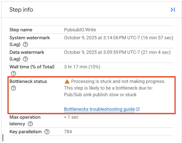 Bottleneck detection in the Step Info panel.