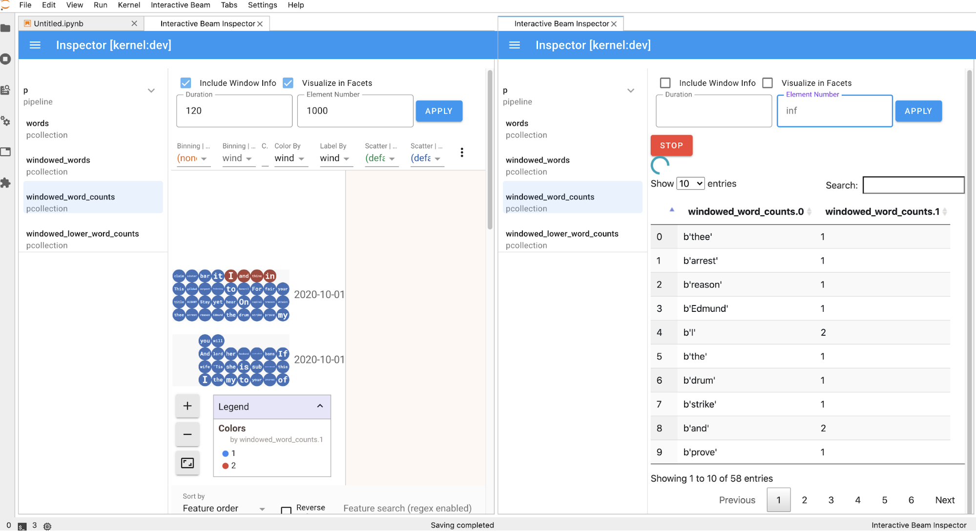 Apri due ispettori e disponili uno accanto all'altro