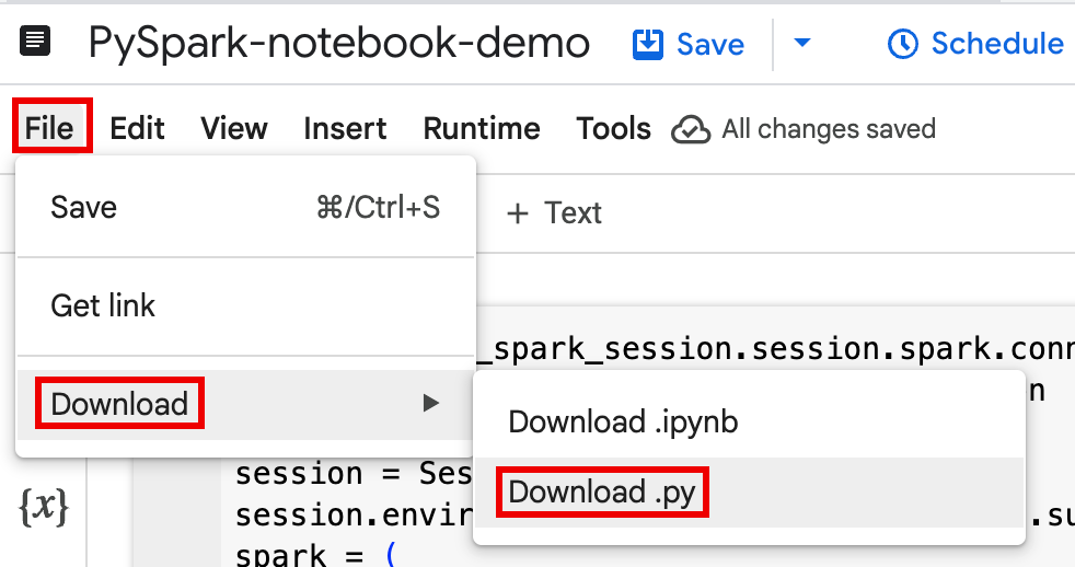 File > Download menu on the Explorer page.