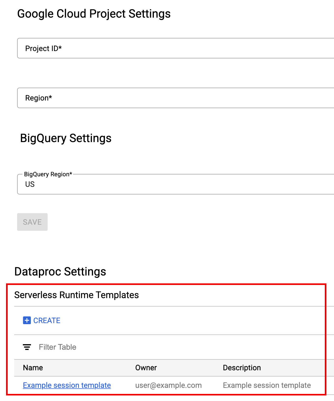 List of runtime templates