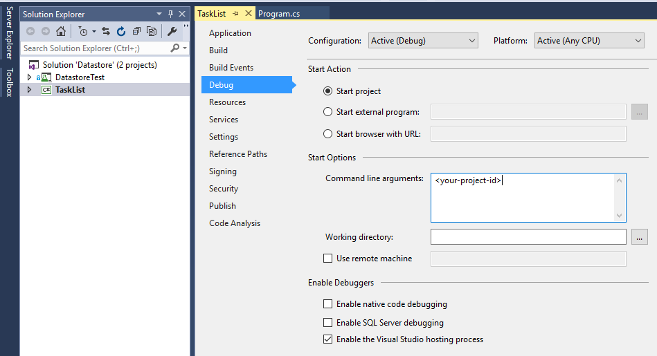 חלון ניפוי הבאגים של Visual Studio