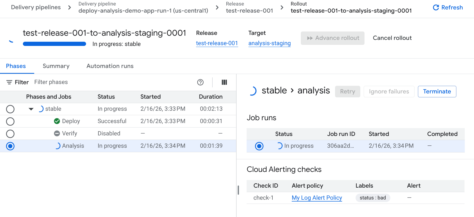 Google Cloud 控制台中的发布