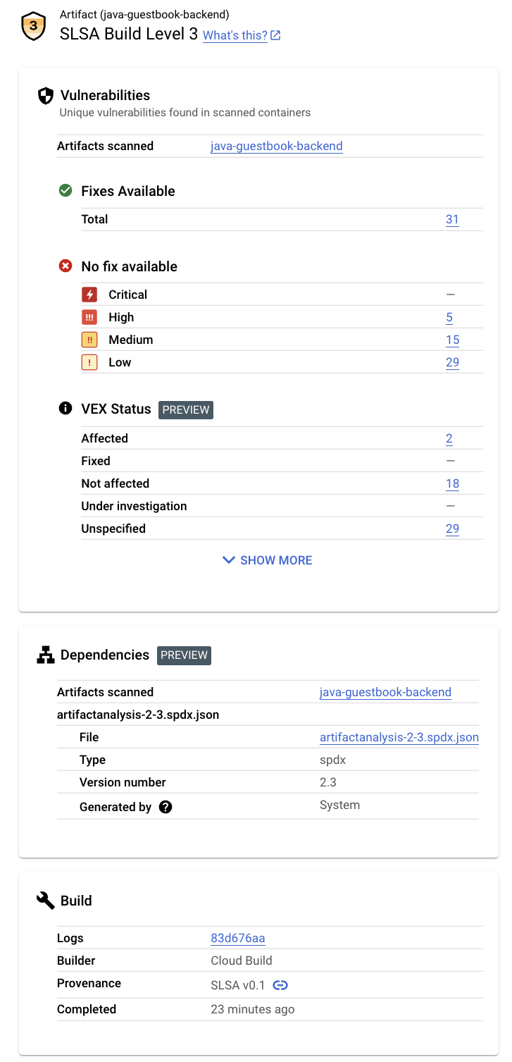 Il riquadro Approfondimenti sulla sicurezza nella console Google Cloud 