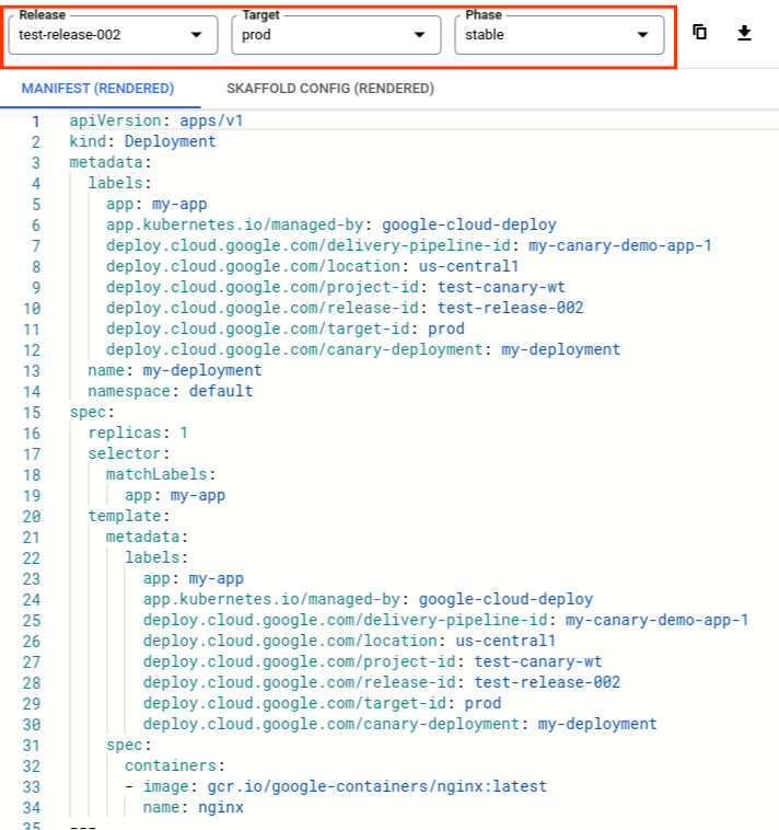 Vous pouvez choisir l'artefact pour chaque côté de la comparaison en fonction du nom de la version ou du nom de la cible.