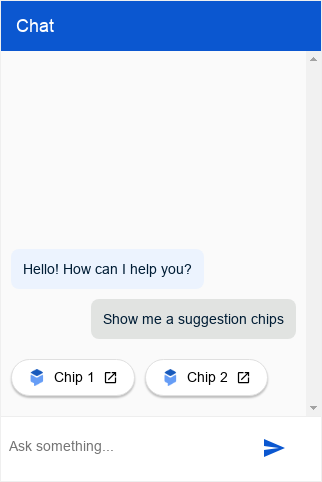 צילום מסך של סוג הצ'יפים ב-Dialogflow CX Messenger