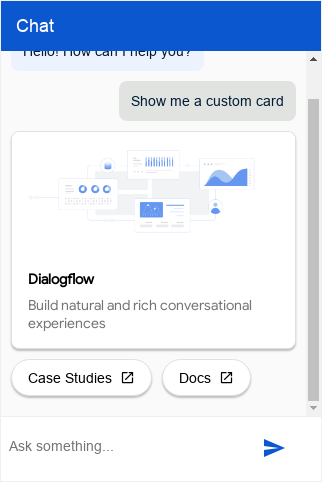 Dialogflow CX Messenger custom card screenshot