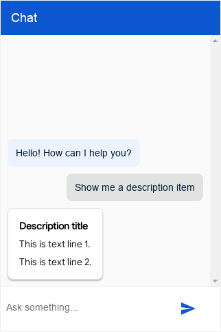 צילום מסך של סוג התיאור ב-Dialogflow CX Messenger