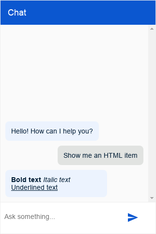 צילום מסך של סוג ה-HTML של Dialogflow CX Messenger