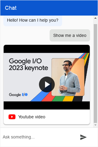 Dialogflow CX Messenger video type screenshot