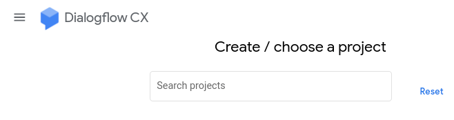 Captura de pantalla de la selección de proyectos