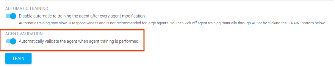 Screenshot della convalida dell'agente