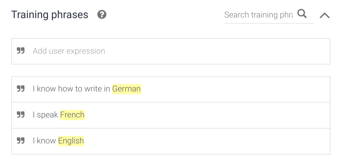 Screenshot frasa pelatihan yang diberi anotasi