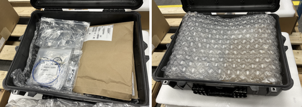 Caja Pelican resistente para proteger equipos sensibles.