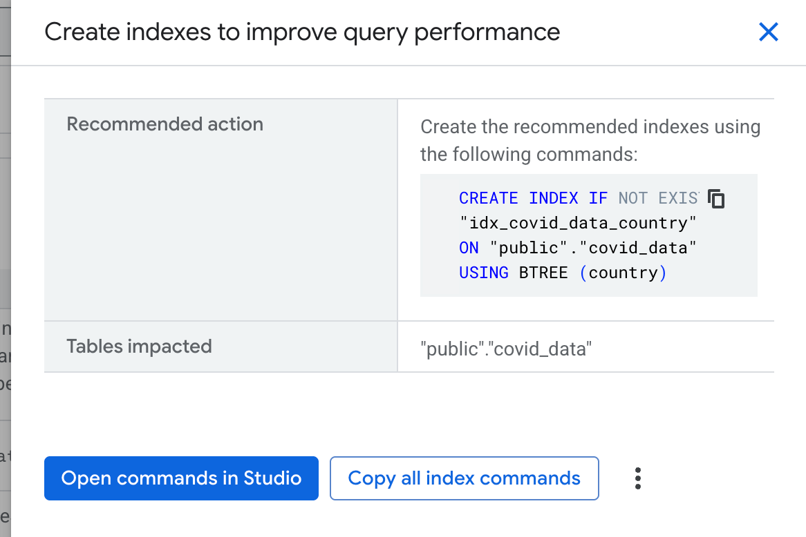 Crea indici per migliorare le prestazioni delle query