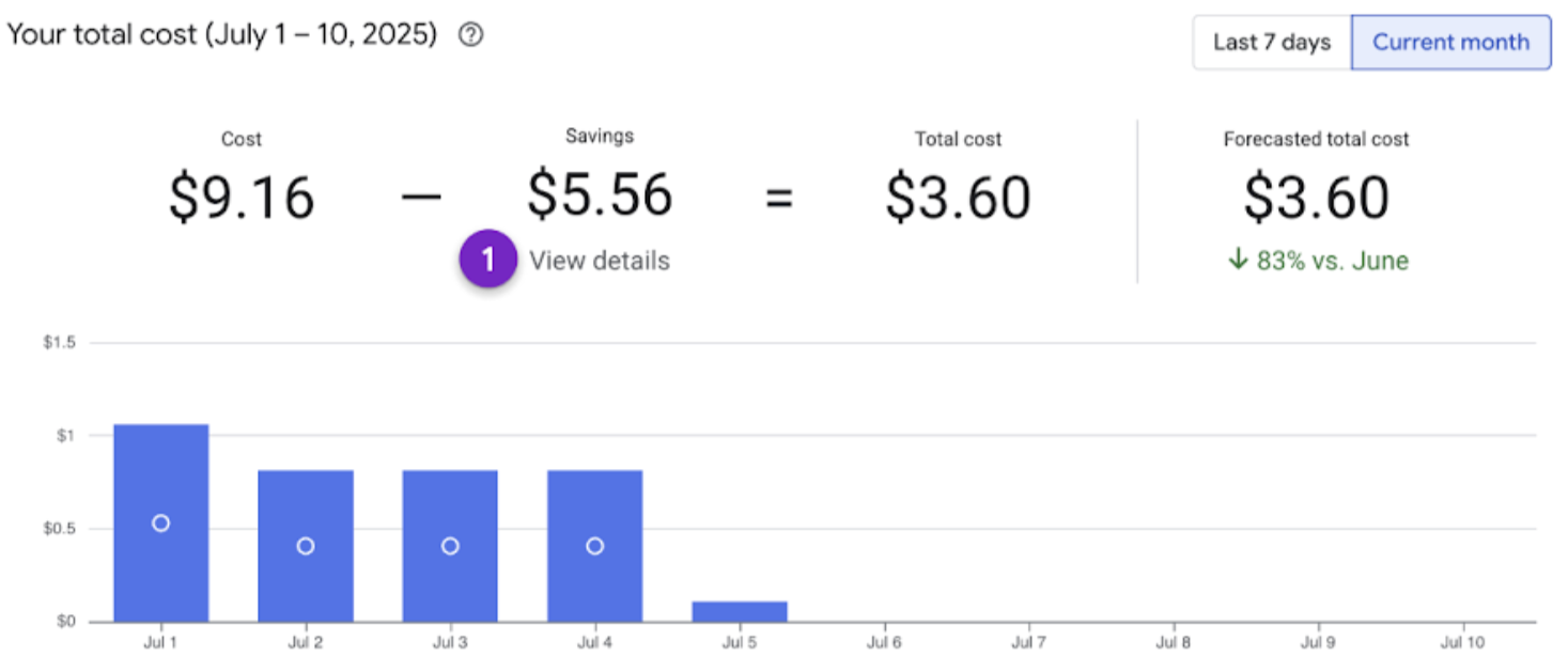 請求先アカウントの概要ページの例
