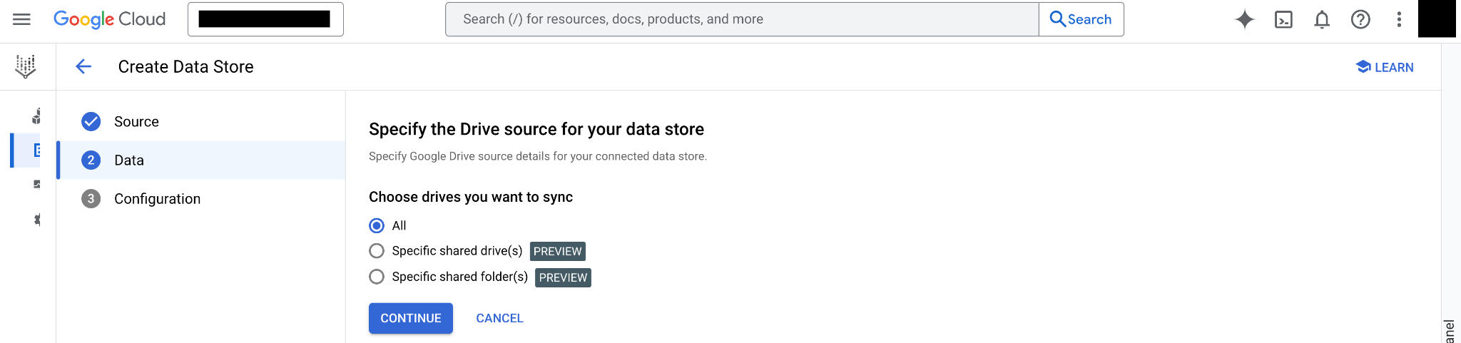 Specify the drive source.