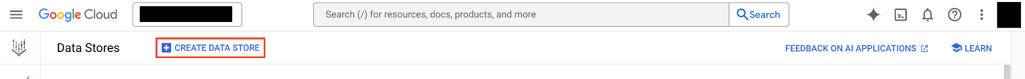 Button zum Erstellen eines Datenspeichers