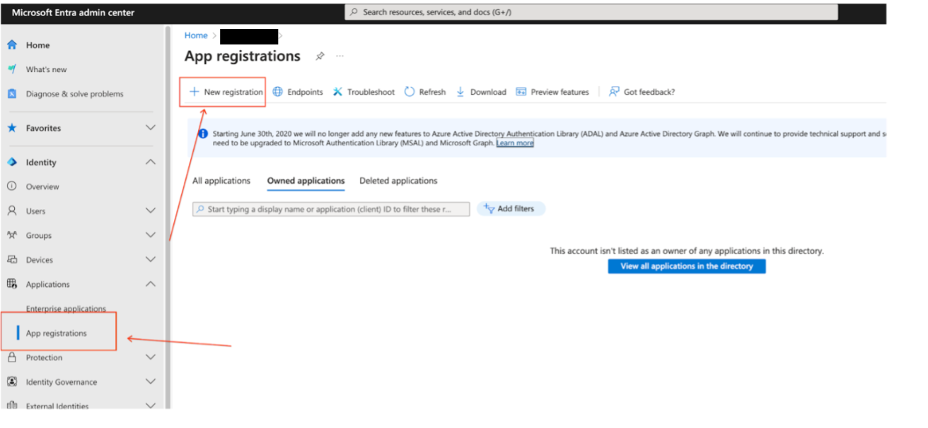 Registrar um novo app no Entra