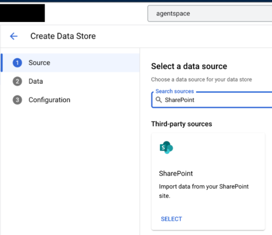Recherchez SharePoint dans les sources de données disponibles.