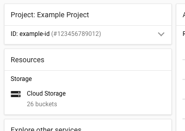 显示项目 ID 和名称的 Google Cloud 控制台的屏幕截图。