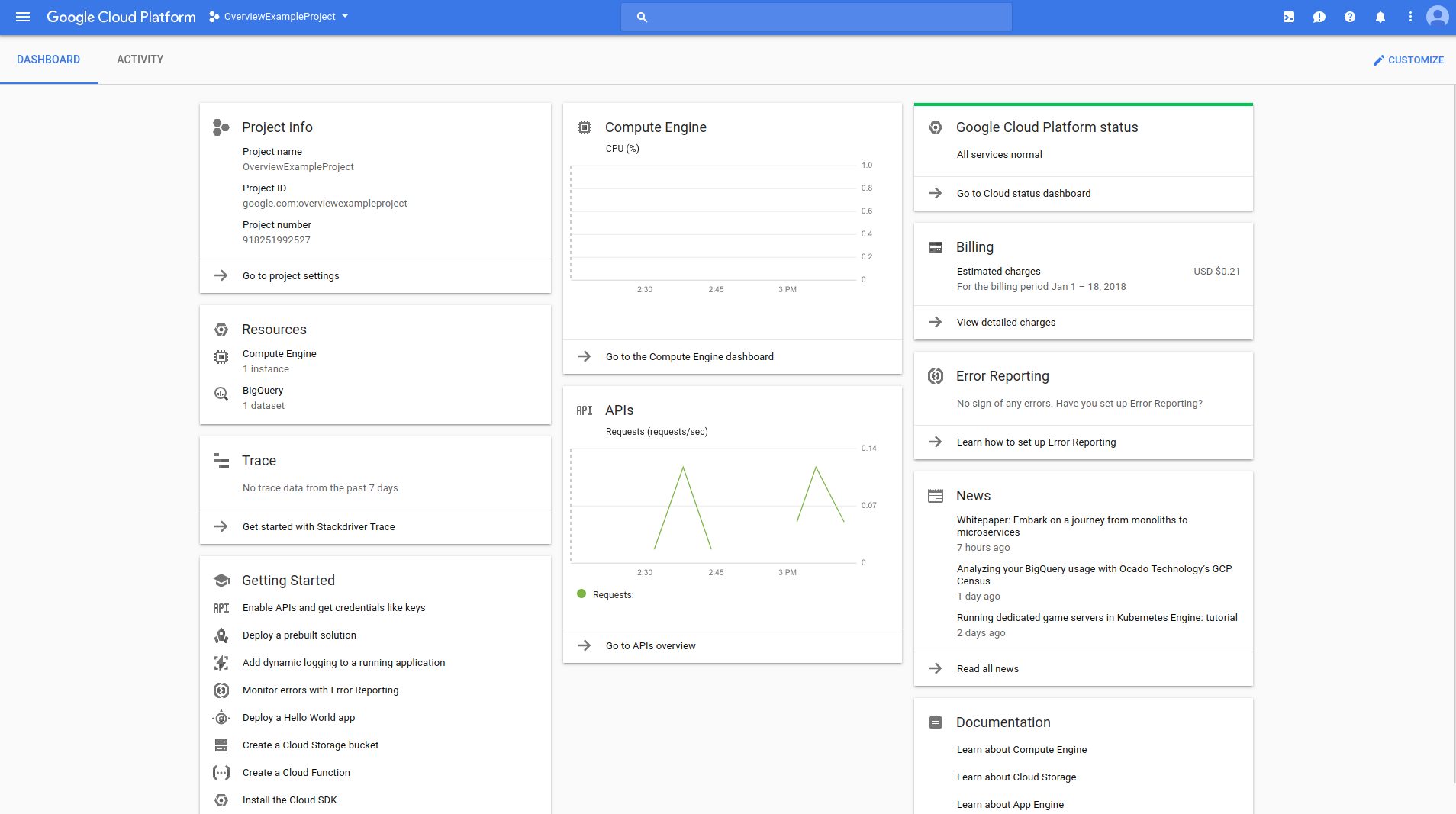 Uma captura de ecrã da consola Google Cloud que ilustra uma IU Web.
