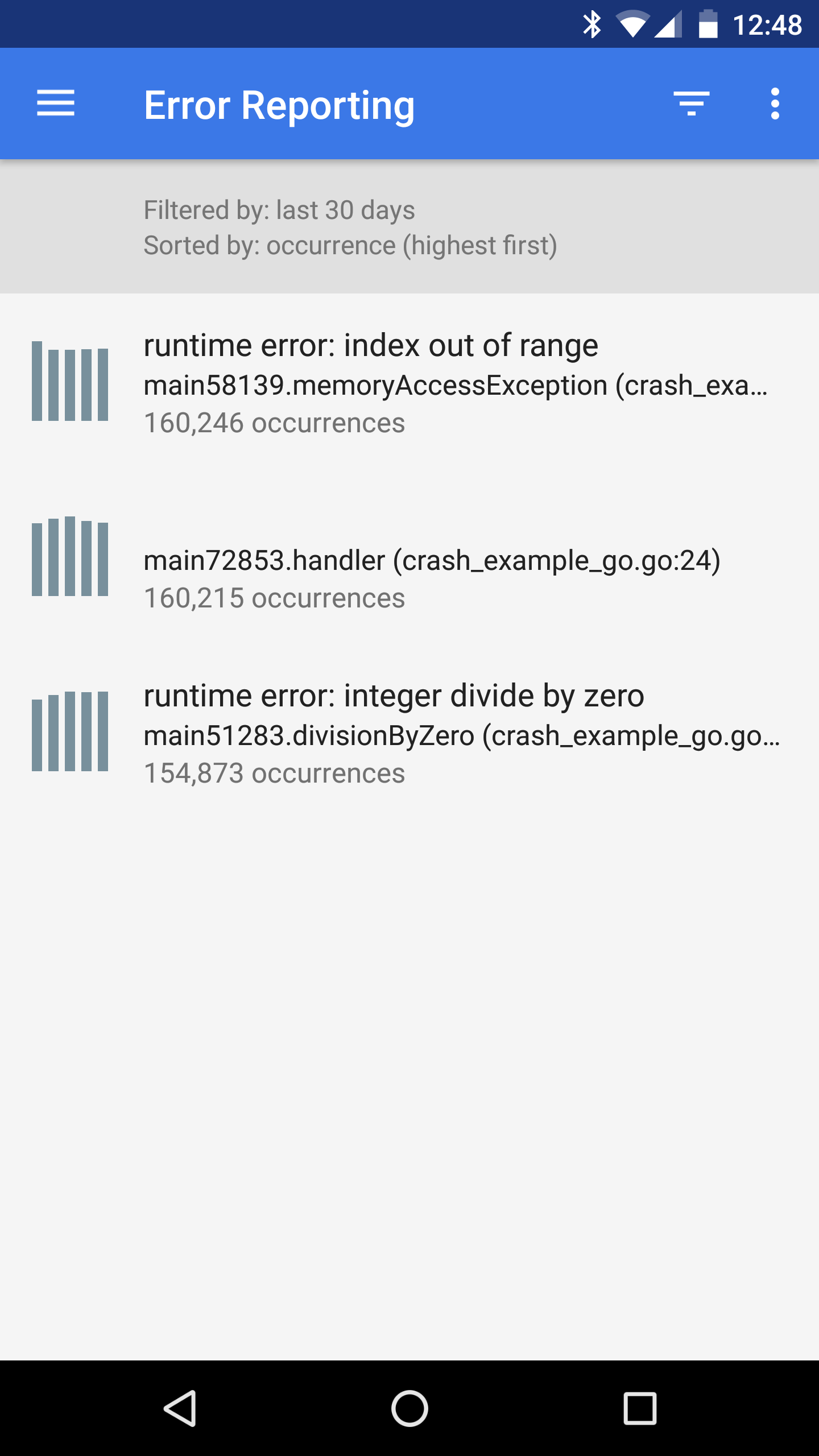 Hauptseite der mobilen App.