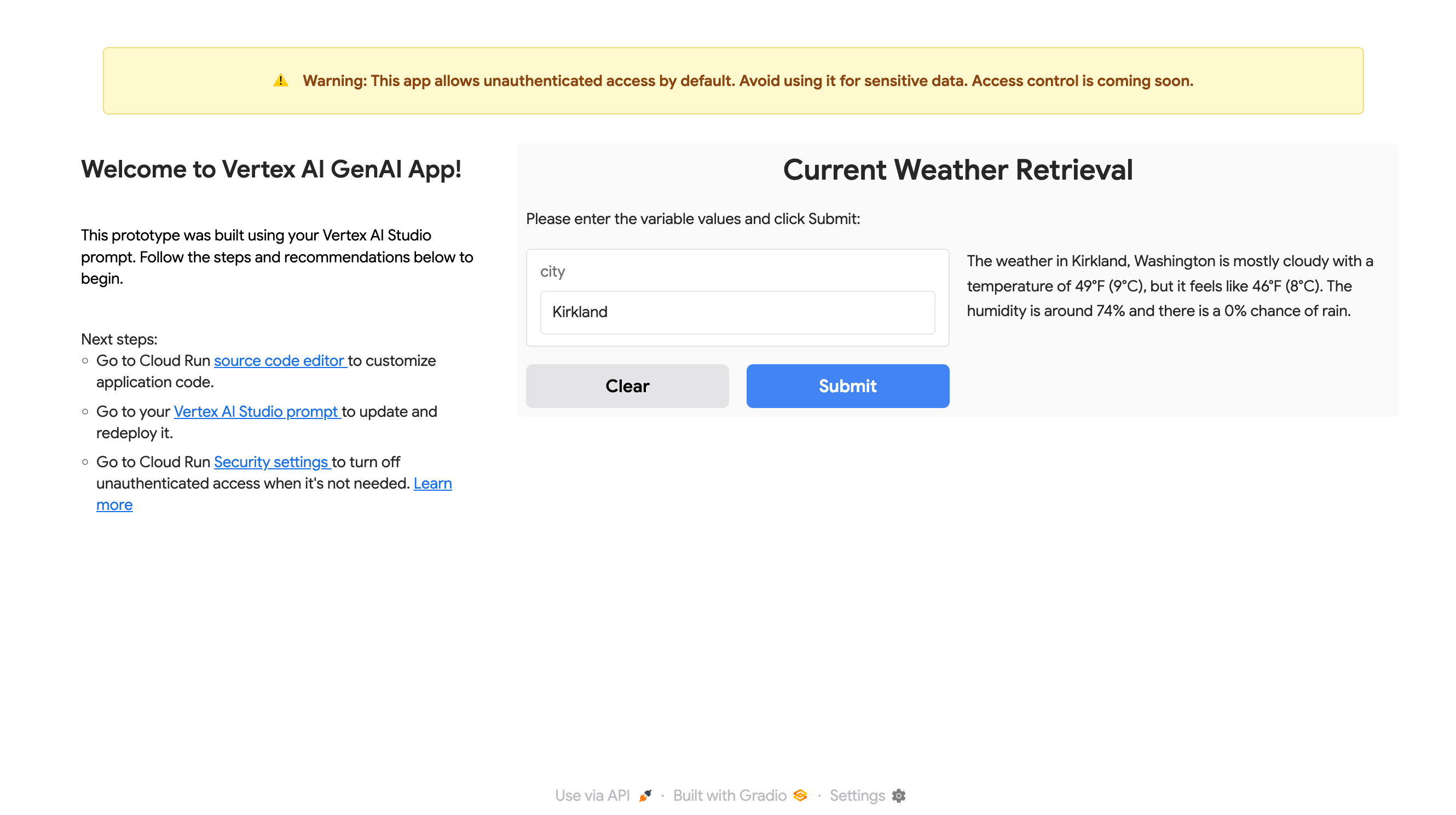Submit the prompt from the web app