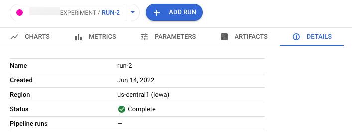 Agent Platform experiment run details