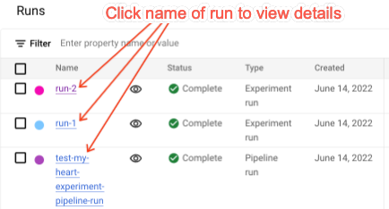 Agent Platform experiment run navigation