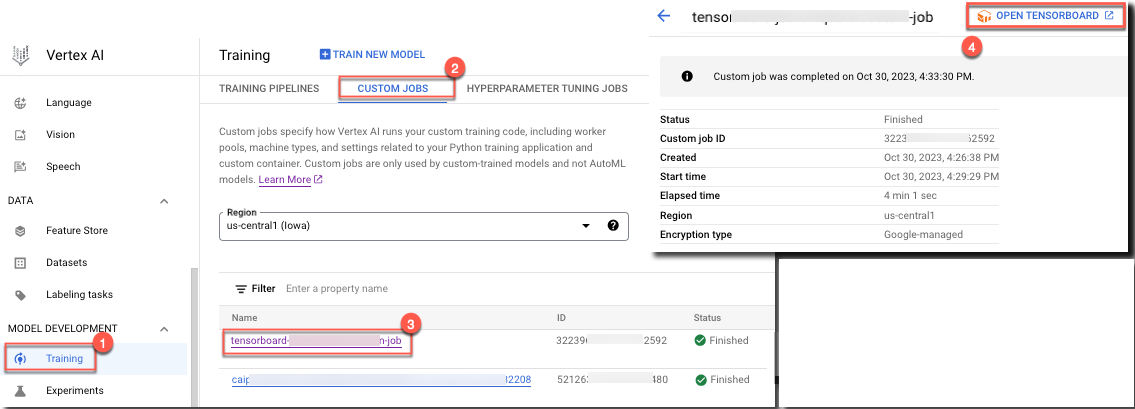 Botón para abrir TensorBoard