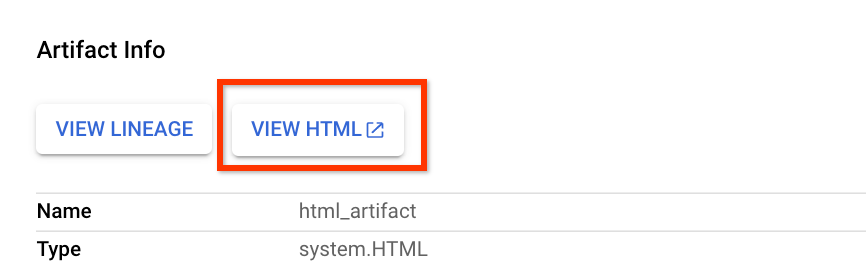 Informations sur l'artefact HTML dans la console