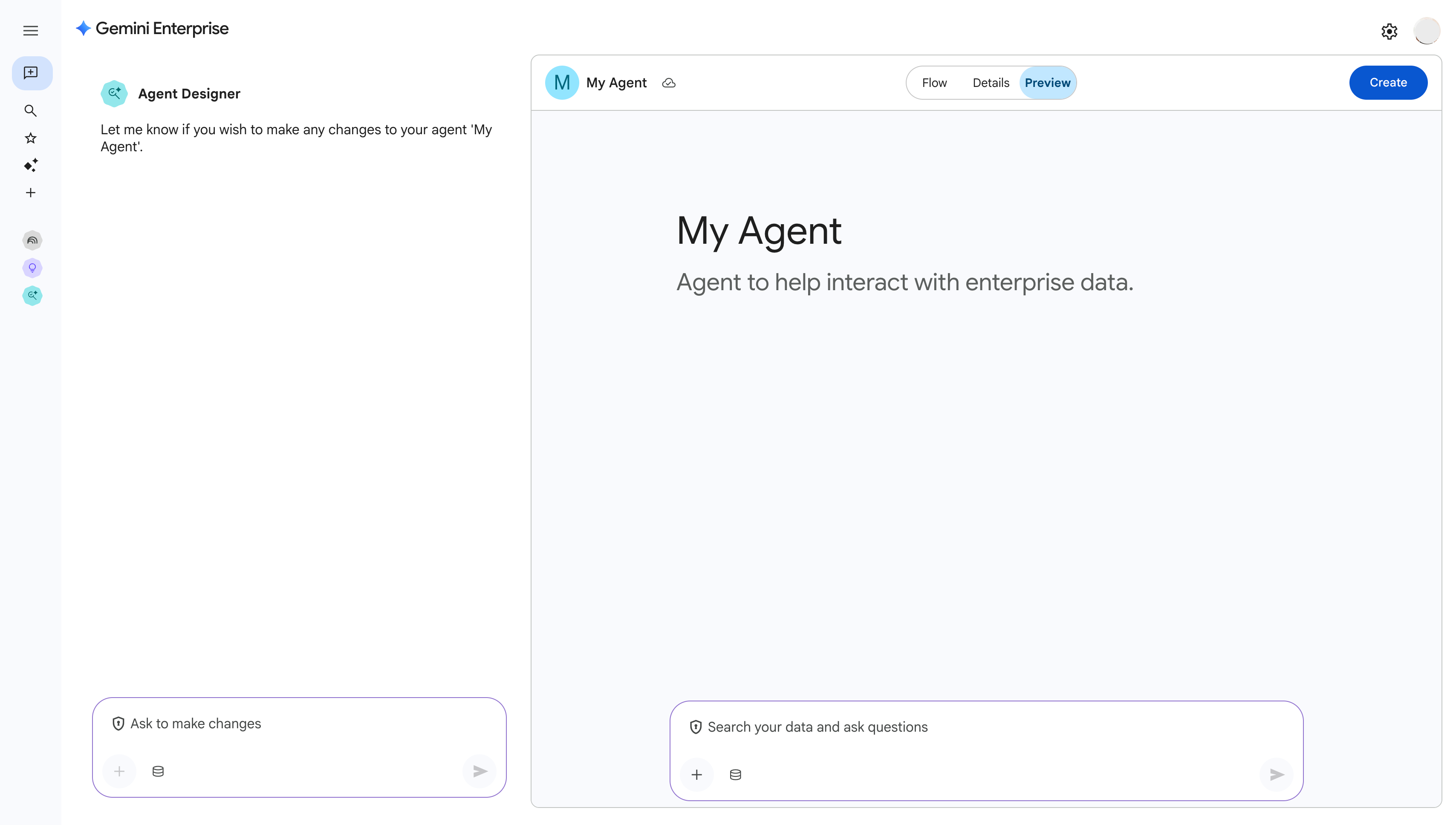Agent Designer 的即時通訊檢視畫面