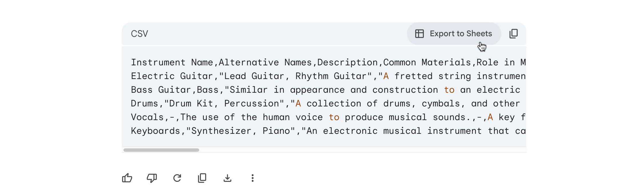 將 CSV 匯出至 Google 試算表