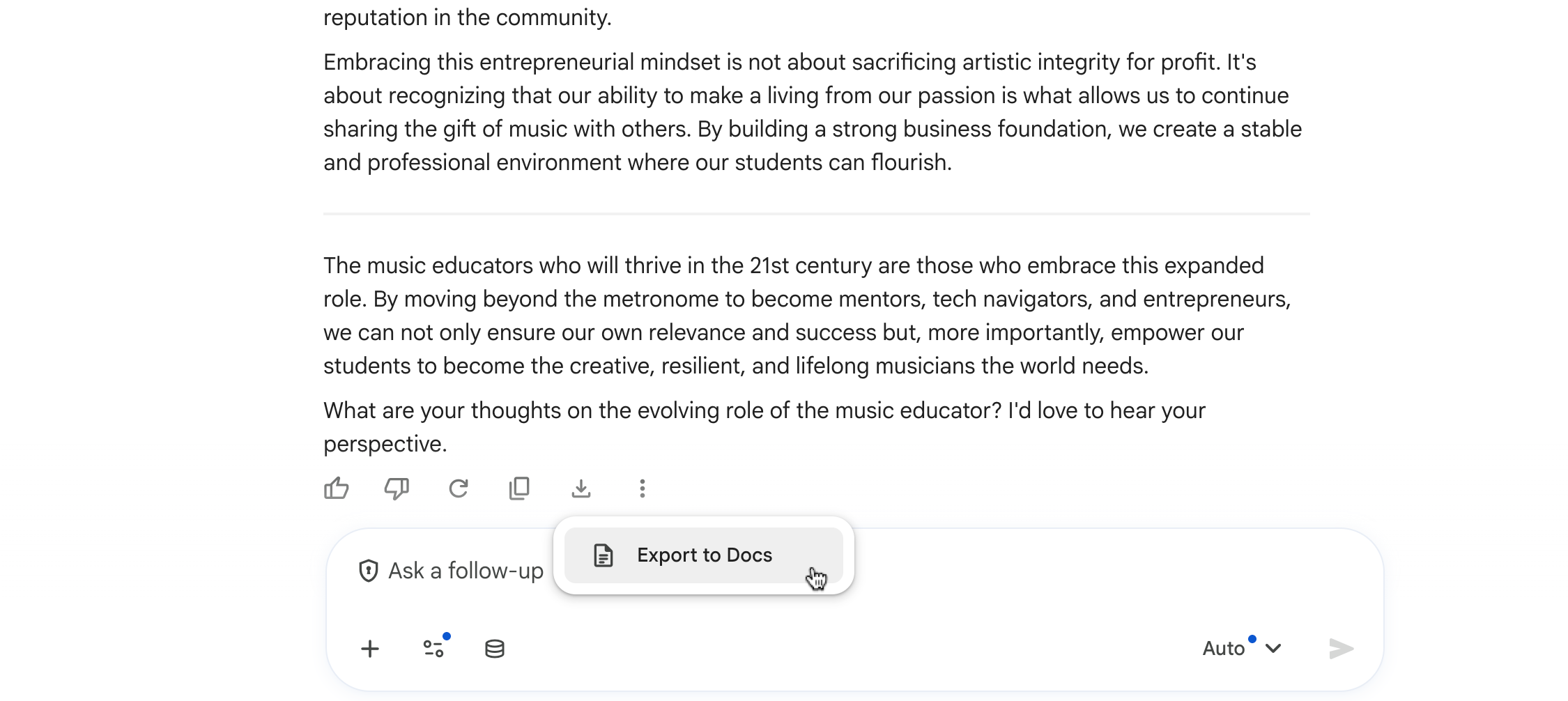Exportar texto para o Google Docs