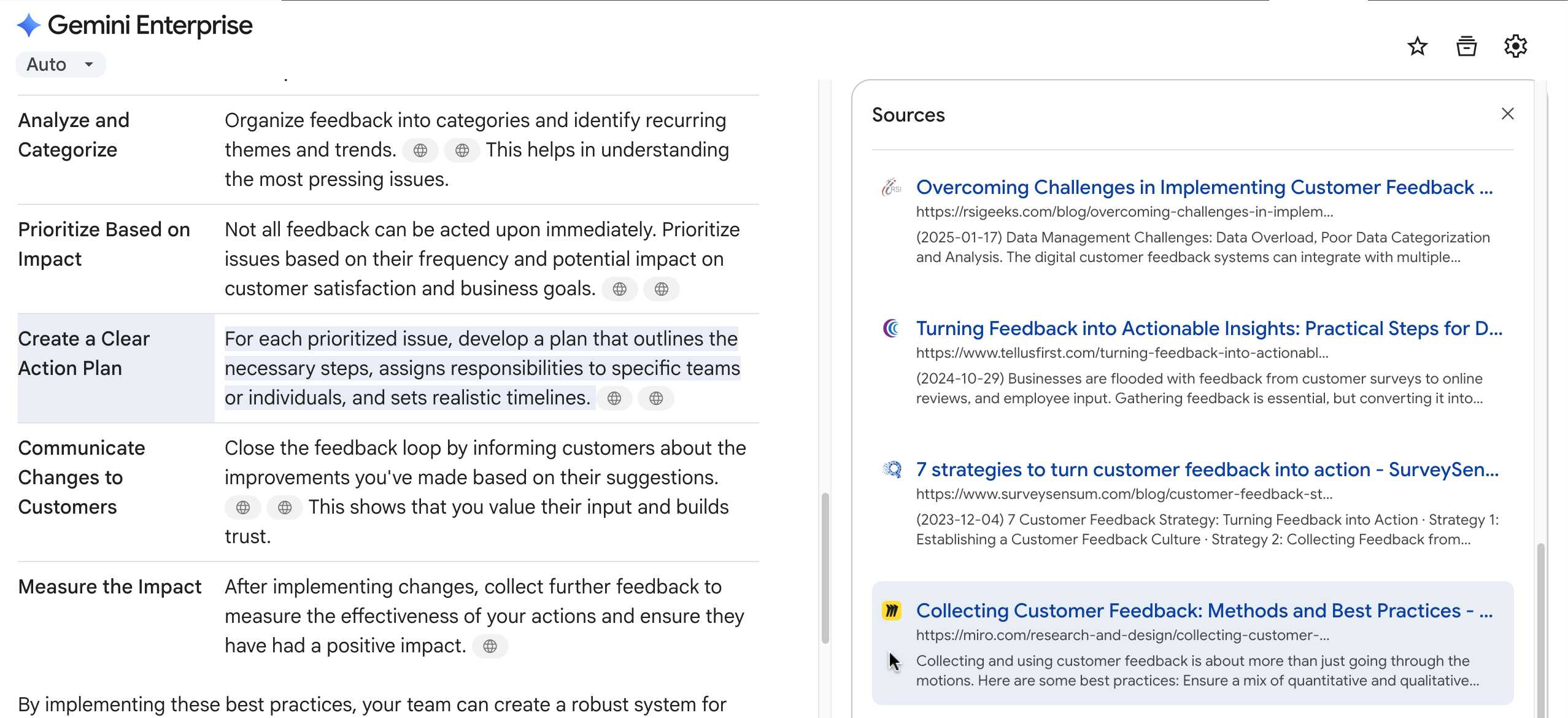 Visualizzare le fonti utilizzate dall&#39;assistente