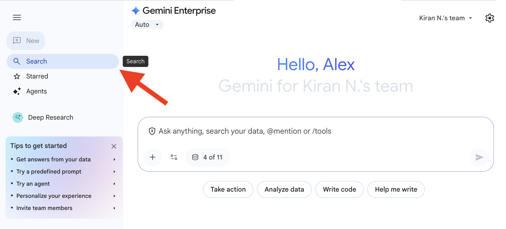 Selecione o ícone de pesquisa