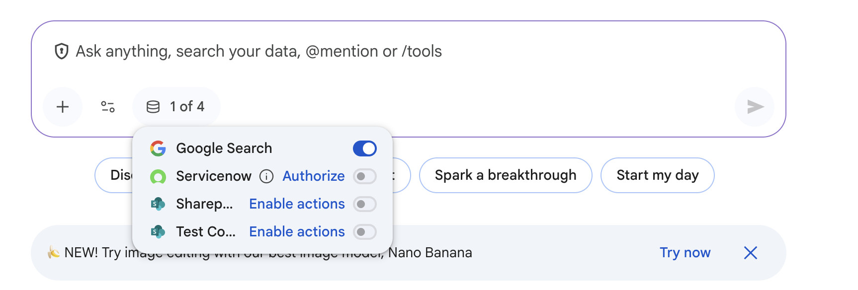 Schermata che mostra le opzioni per autorizzare le connessioni datastore.