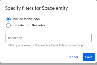 Especifique filtros para incluir ou excluir entidades