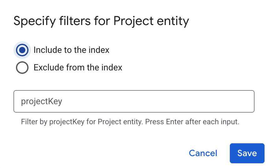 Specify filters to include or exclude entities