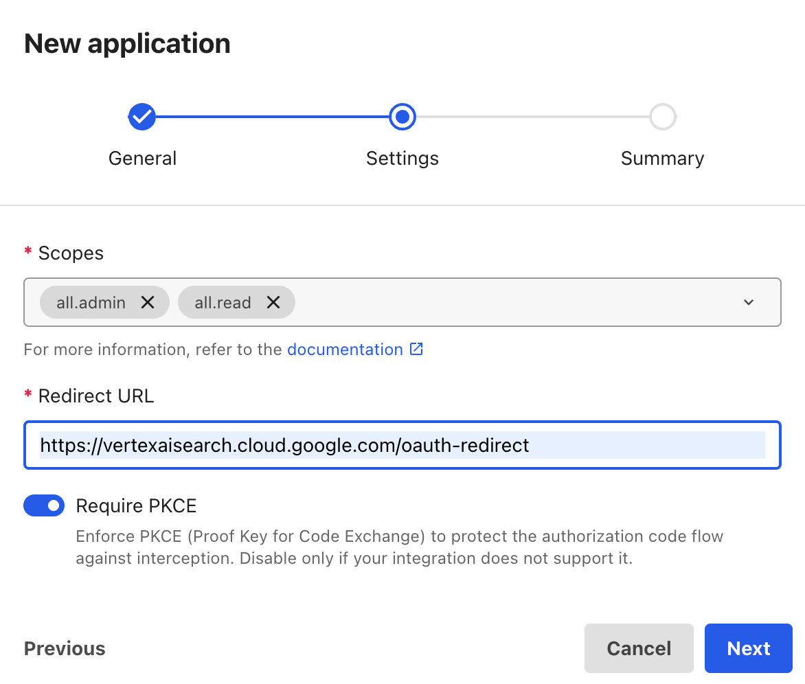 Configure scopes and redirect URL for LumApps app