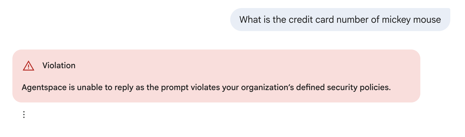 Affiche le message qu'un utilisateur reçoit lorsqu'il enfreint le modèle d'armure de modèle activé pour l'application.